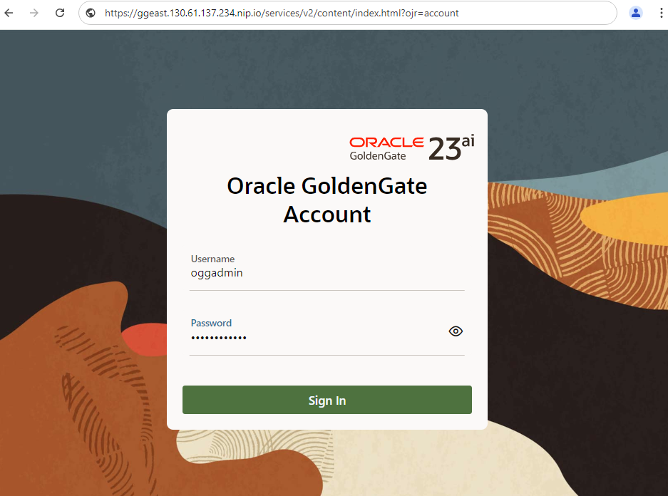 GoldenGate Login Screen