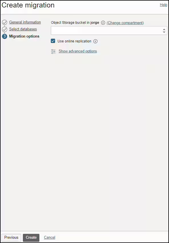 migration creation migration options