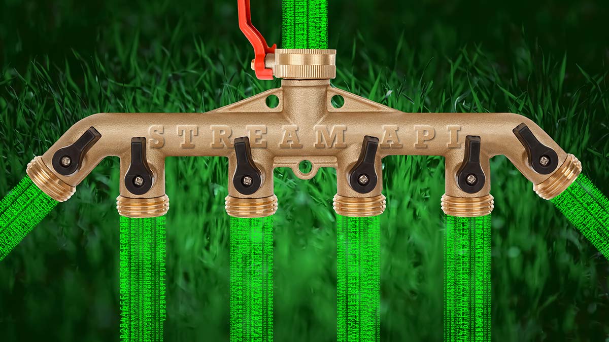 Composite image of an outdoor faucet splitter as a representation of parallel streams