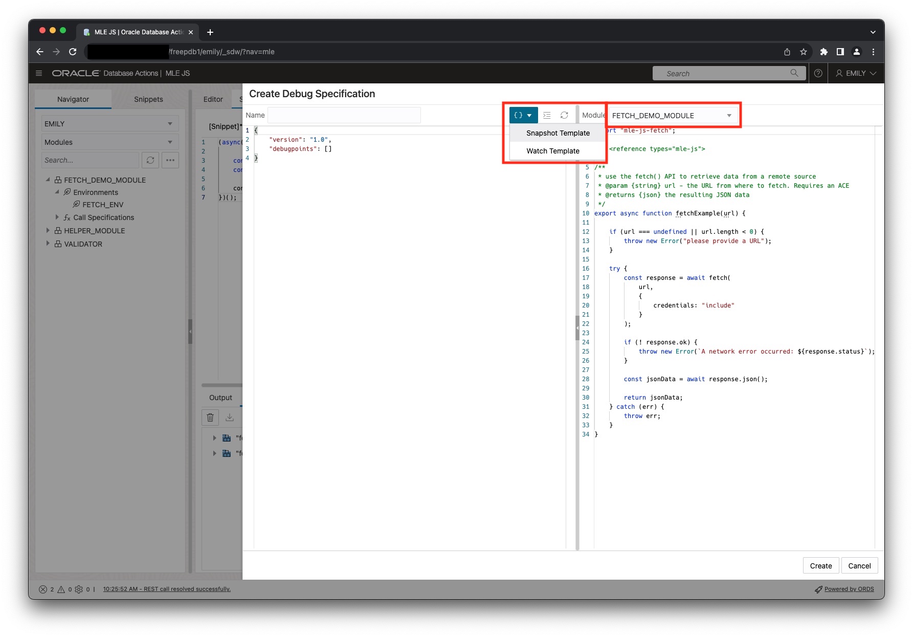 Using snapshot and watch templates