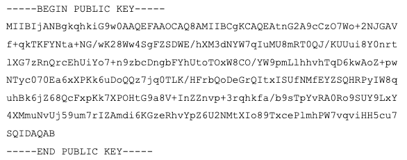 Sample results from the public key output.