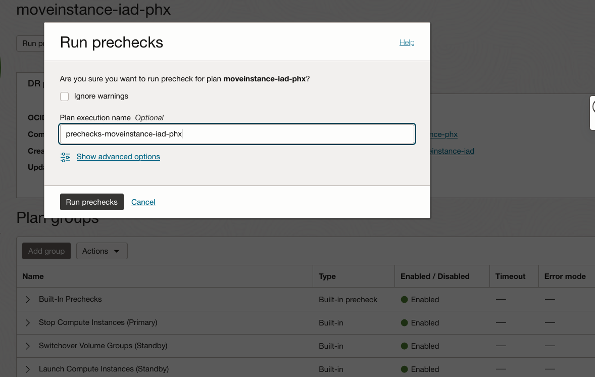 switchover prechecks
